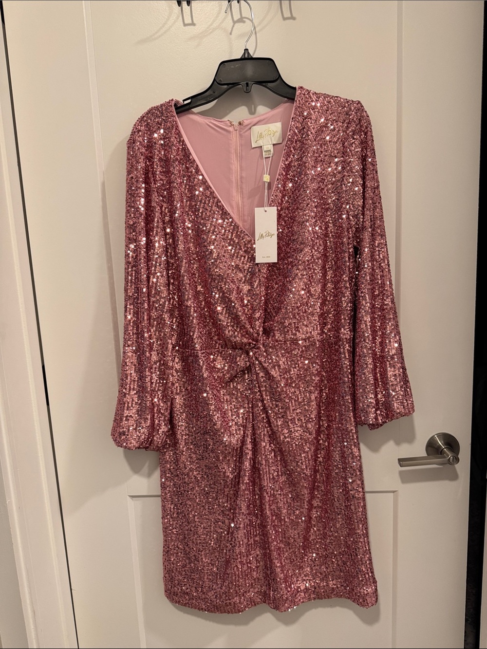 Lilly Pulitzer Pink Sequin V-Neck Twist Front Dress